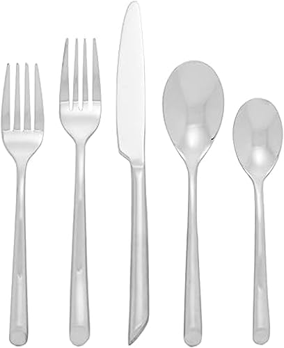 Towle Living Satin Wave - Juego de cubiertos de acero inoxidable forjado de 20 piezas, servicio para 4