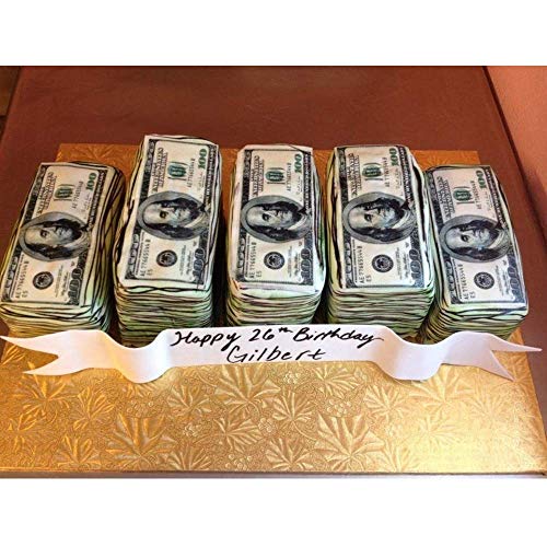 Edible $100 Cake Decoration- Edible One Hundred Dollar Bill cake decoration, 100 dollar bill edible cake image (3 Full Sized Bills)