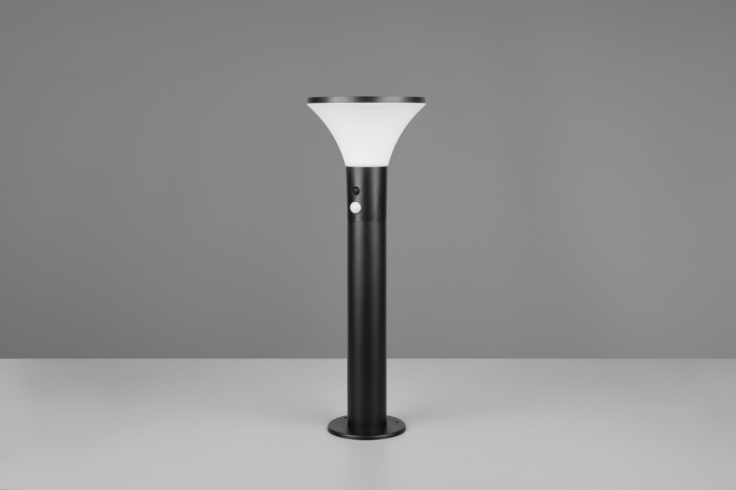 Reality Leuchten LED Éclairage d’allée extérieur GORDA R54676132, Plastique Noir mat, LED 3,5 watts, Hybride solaire/batterie, Capteur crépusculaire, Capteur de mouvement