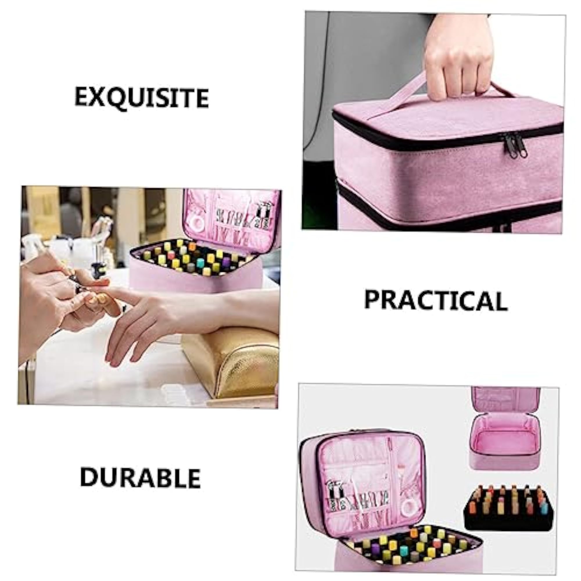 3pcs Nail Polish Storage Box, Traveling Makeup Case