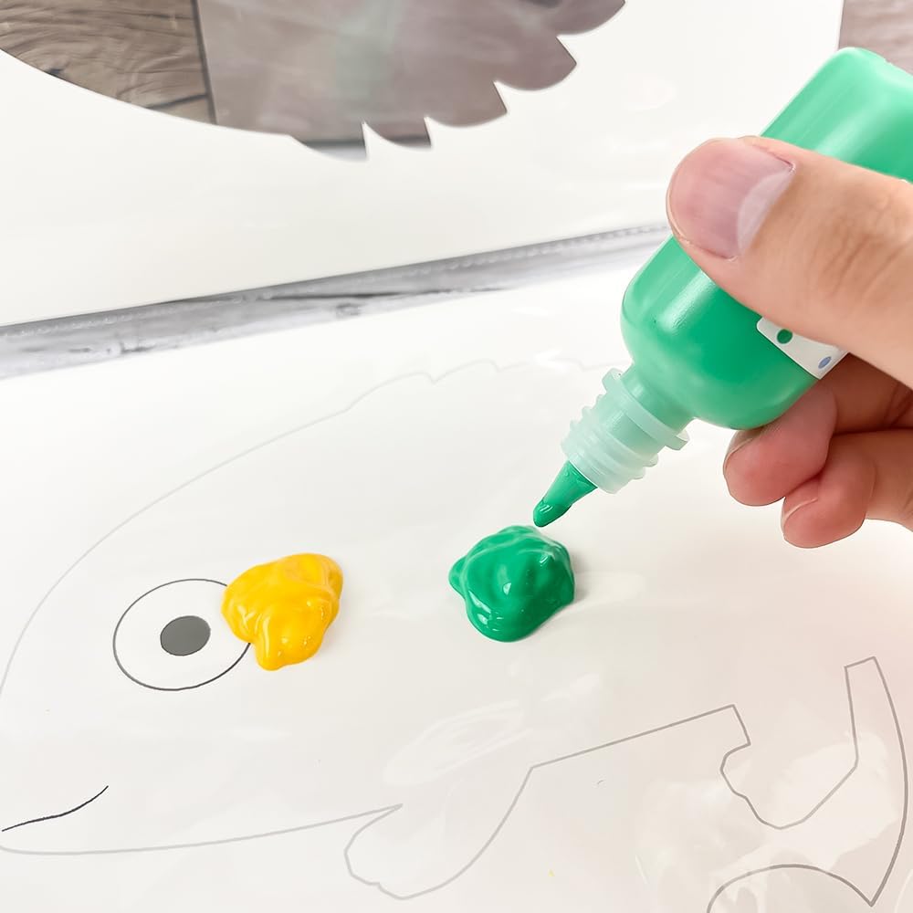 DJECO Finger Painting Kit for Toddlers - Painting Petite Barbouille - Mess-Free, Clean Painting Squirt & Spread, Sensory Toys, Washable Paint Kit w/Reusable Cards, Arts & Crafts for Kids 18 Months+