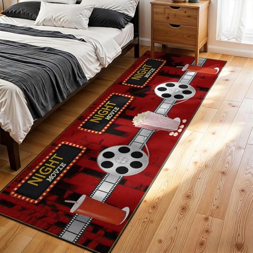Tapete para sala con diseño retro de cine 84x16 pulg miniatura 3