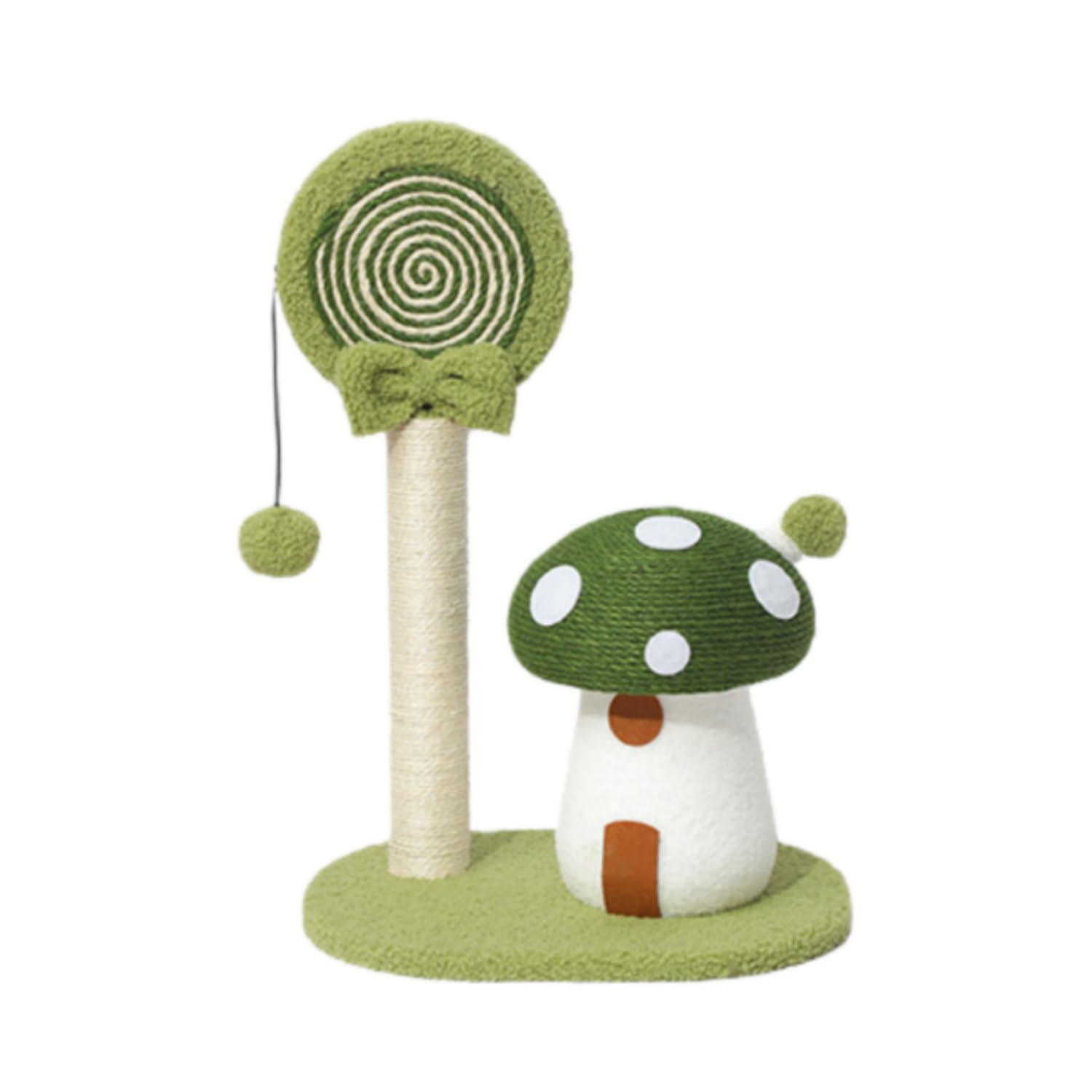 Super Large Mushroom Cat Scratching Post - Natural Sisal Rope & Durable Plush Combo for Cats, Detachable Lollipop Toy, Sturdy Base Protects Furniture, Cute Cat Tower & Scratch Pad (GREEN)