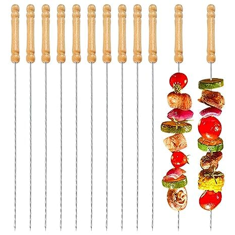 Onpalm Enterprise BBQ Skewers Tandoor for Barbecue, Grill Needle | Stainless Steel Stick with Wooden Handle, Pack of 12 (B0CGLJYYZC) Amazon Price History, Amazon Price Tracker