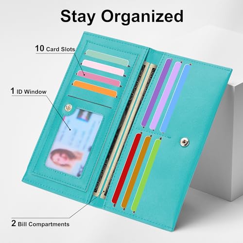 Image of Tipmile Slim Wallet for Women, RFID Blocking Credit Card Holder | Thin Compact Bifold Wallet with Zipper, Ladies Gift