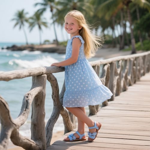 Image of Flaryzone Girls Sandals Open Toe Summer Flats Dress Sandals Shoes Toddler /Little Kid