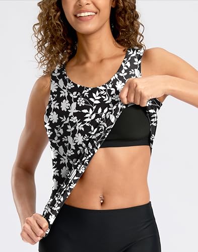 Image of G Gradual Tankini Tops for Women High Neck Swimsuits Swim Top Modest Bathing Suit Swimwear Tank Top only No Bottom