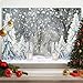 Msocio 7x5ft Polyester Winter Backdrop Christmas Forest Snowy Pine Tree Wonderland Photography Background for Xmas Holiday New Year Party Decorations Banner Portrait Studio Booth Photobooth Props