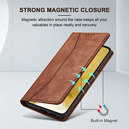 Image of Jasonyu Flip Wallet Case for Samsung Galaxy S22 Plus /S22+,Brown