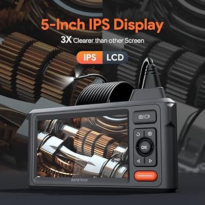 Dual-Lens Endoscope Camera with Light, DEPSTECH 1080P HD Borescope with 5 IPS Screen, 16.5FT Flexible Sewer Plumbing Snake Camera, Cool Gadgets for Men, Women