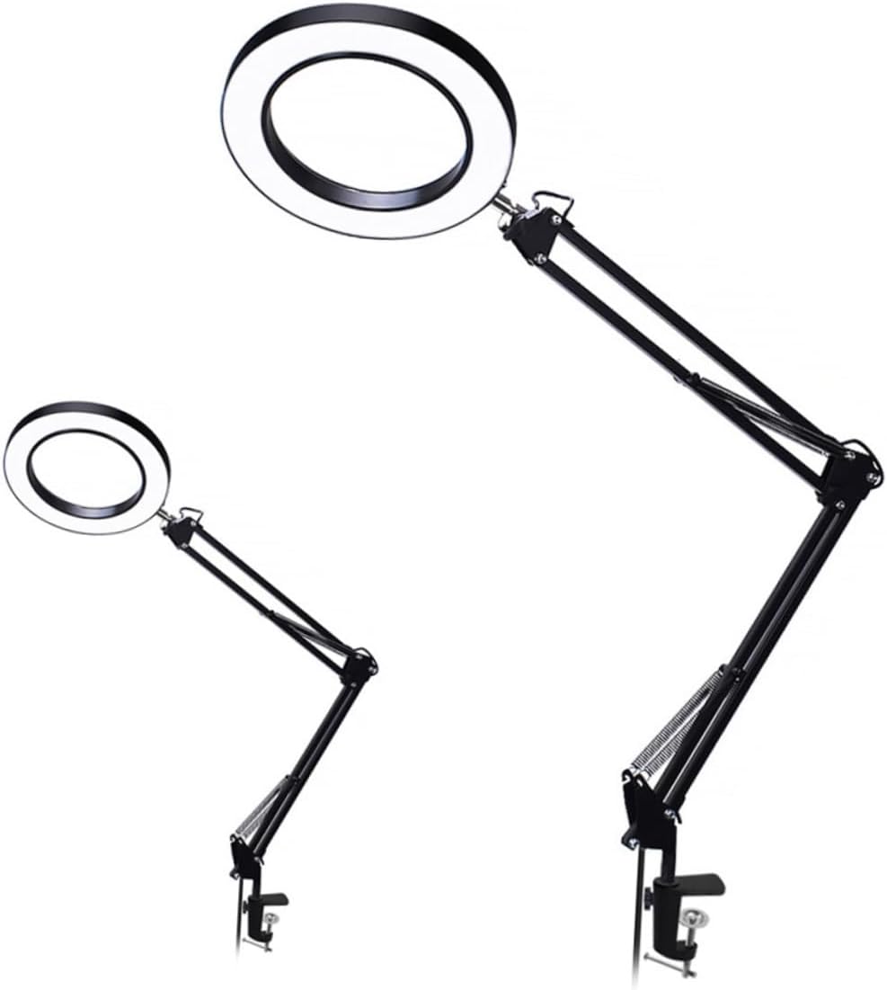 1pc Retractable Arm Led Glass Desk Lamp Welding Light with Rotation Color Temperatures Brightness Levels for Crafts Reading Repair Work