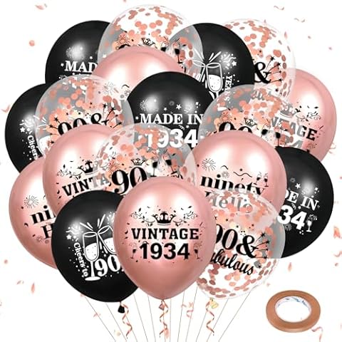 90th Birthday Balloons with Confetti Decorations Cover