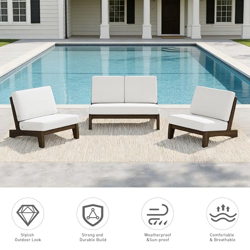 Image of Pia Ricoo 4 Piece Patio Furniture Sets, Outdoor Furniture with 2 Chairs & Coffee Table, Patio Conversation Set for Backyard, Deck, Lawn, Beige