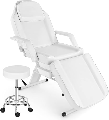 Miniatura 9 de OmySalon Cama de salón esteticista con taburete hidráulico, mesa de masaje profesional, equipo de spa con cesta de belleza, belleza facial,