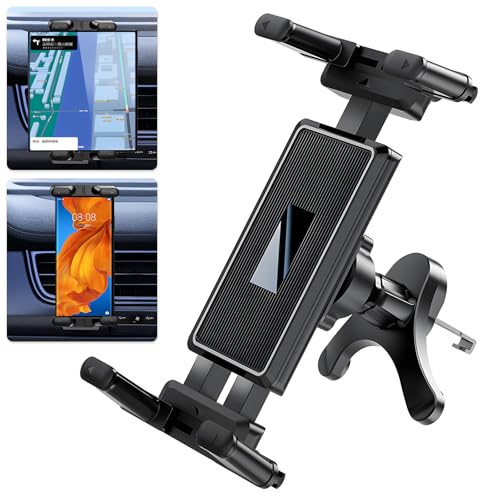 Qixuer 1 Black Car Air Vent Mount, Universal for 4.7-12.9" Tablets/Phones, Foldable Dual-Mode Switch, 360° Rotation