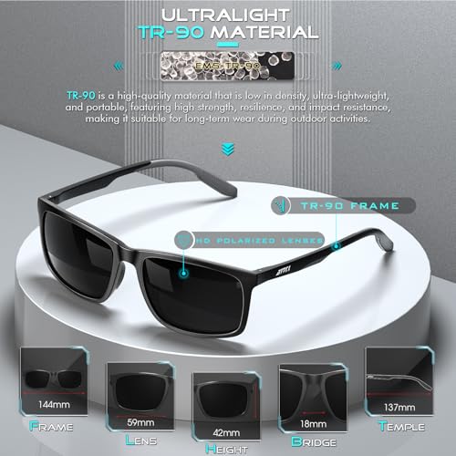 ATTCL Men’s Polarized Sunglasses UV400 Protection, Square TR90 Frame for Driving, Golf, and Outdoor Activities2