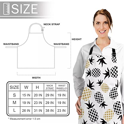N/A Cartoon Pineapple White Black Printed Kitchen Cooking Baking Aprons Canvas Sleeveless For Women Man Kids Home (Color : A, Size : 66X80Cm) #TOP1