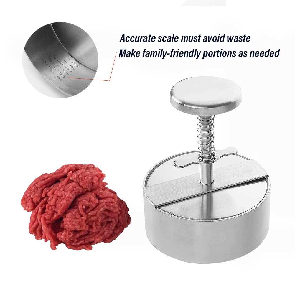 Regulowana prasa do burgerów ze stali nierdzewnej hamburger patty Maker nieprzywierająca forma do burgerów, do warzyw, mięsa, wołowiny, wieprzowiny, sera jagnięcego, halal, grilla, grilla, ze