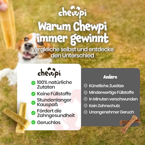 Kaukäse für Hunde L - 2er-Pack - 100% Natürliche Käsestangen für Hunde - Käseknochen Hund mit Langer Kauzeit - Unterstützt die Zahnpflege - Ideal für Starke Kauer - Chewpi