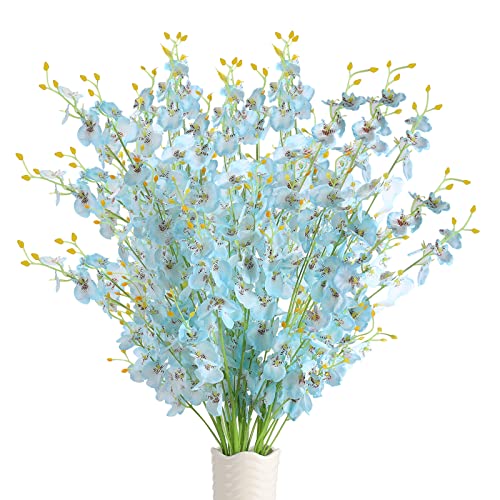 Sojiruspa Artificial Orchids Silk Flowers Long Stems Fake Flowers Faux Dancing Lady Orchids 39" 10 Pcs For Home Party Wedding Hotel Festive Decoration Restaurant Table Decor (Blue)… #TOP3