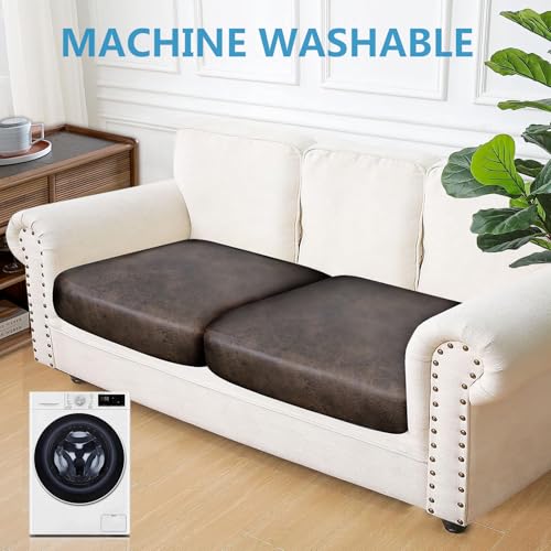 Anarachon Leather Look Couch Cushion Covers Sofa Seat Slipcovers Sets Couches Furniture Protector For Sectional Armchair Loveseat Pets Kids Stretch Spandex Fabric thumb #1