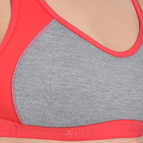 Image of Aimly Women's Cotton Non-Padded Wire Free Full Coverage Bra Carrot, Pink, Searose Size: 34