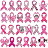 Fabbay 25 Pcs Breast Cancer Awareness Magnets Hope Believe Waterproof Pink Ribbon Car Magnets Magnetic Decals for Refrigerator Event Supplies Fridge Party Decoration (Pink Ribbon)