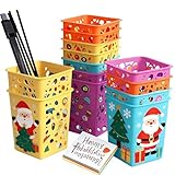 IELEK Pencil Holder Pen Cups, Colorful Office Desktop Storage Organizer Square Classroom Pen Pencil Holder Basket for Desk Christmas Gifts