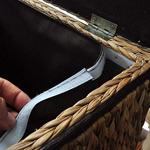 Pouf de rangement en rotin tissé main coffre à jouets rustique - 6