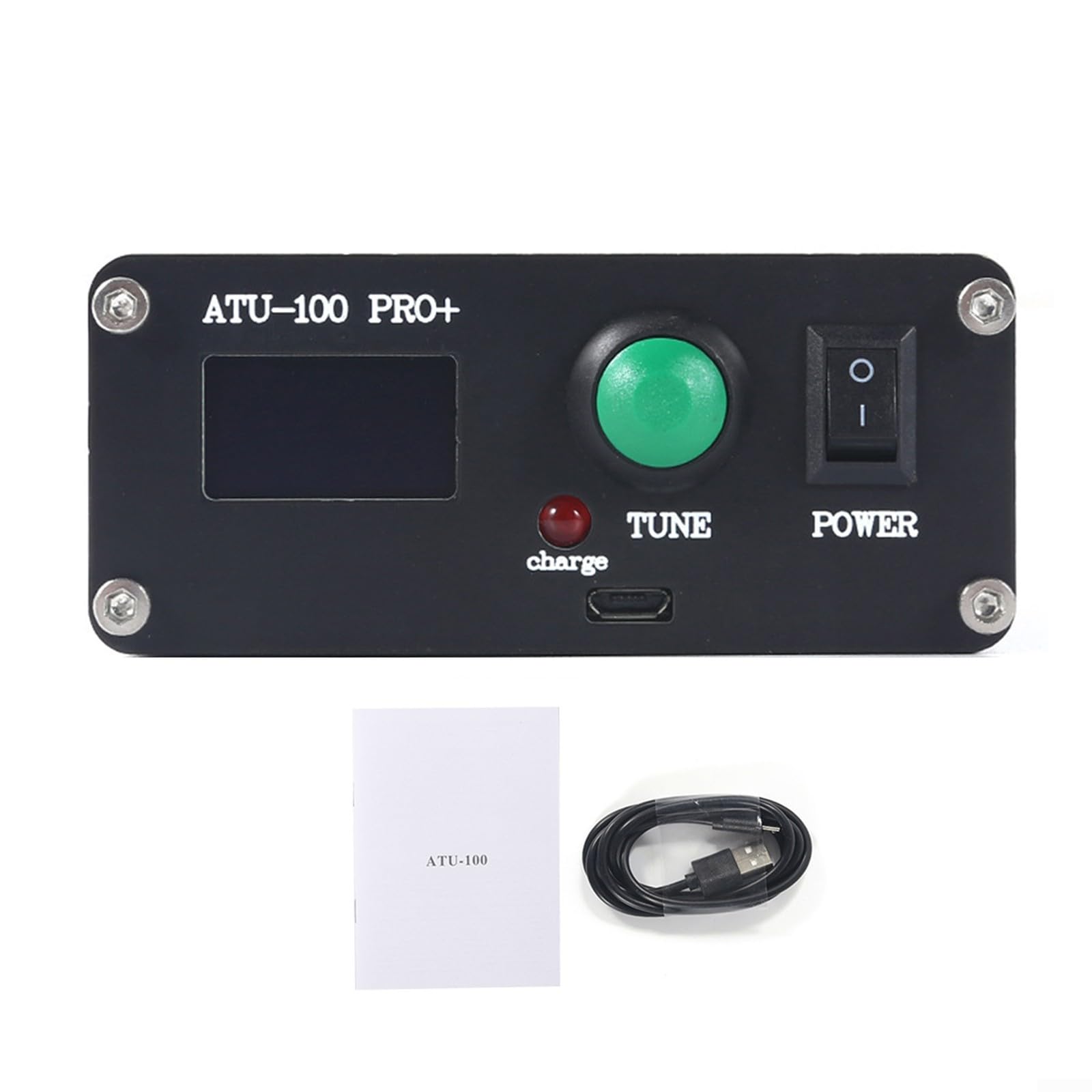 ATU-100 1.8-55MHz sintonizador de antena, caja automática de sintonizador de antena de aleación de aluminio con pantalla OLED de 0.96 pulgadas, soporta carga USB