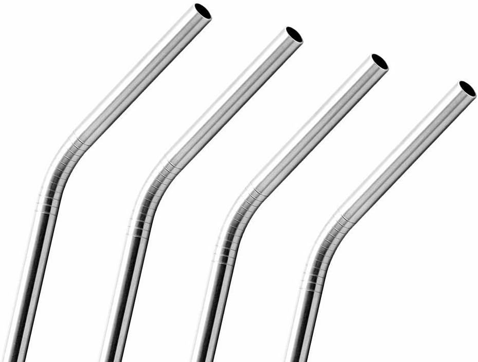 4 Bent Stainless Steel Straws Extra LONG fits compatible with 30 oz & 20 oz Yeti &Rtic Tumbler Rambler Cups - BonBon Drinking Straw