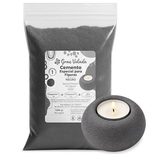 Gran Velada - Cemento per figure nero 5 kg | calcestruzzo a colori bicomponente | presa rapida | Per decorazione, stampi e progetti artigianali fai da te