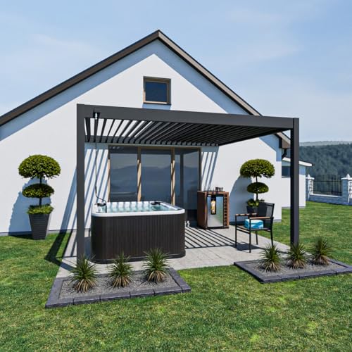 Weide Deluxe Aluminium Pergola zur Wandmontage mit verstellbarem...