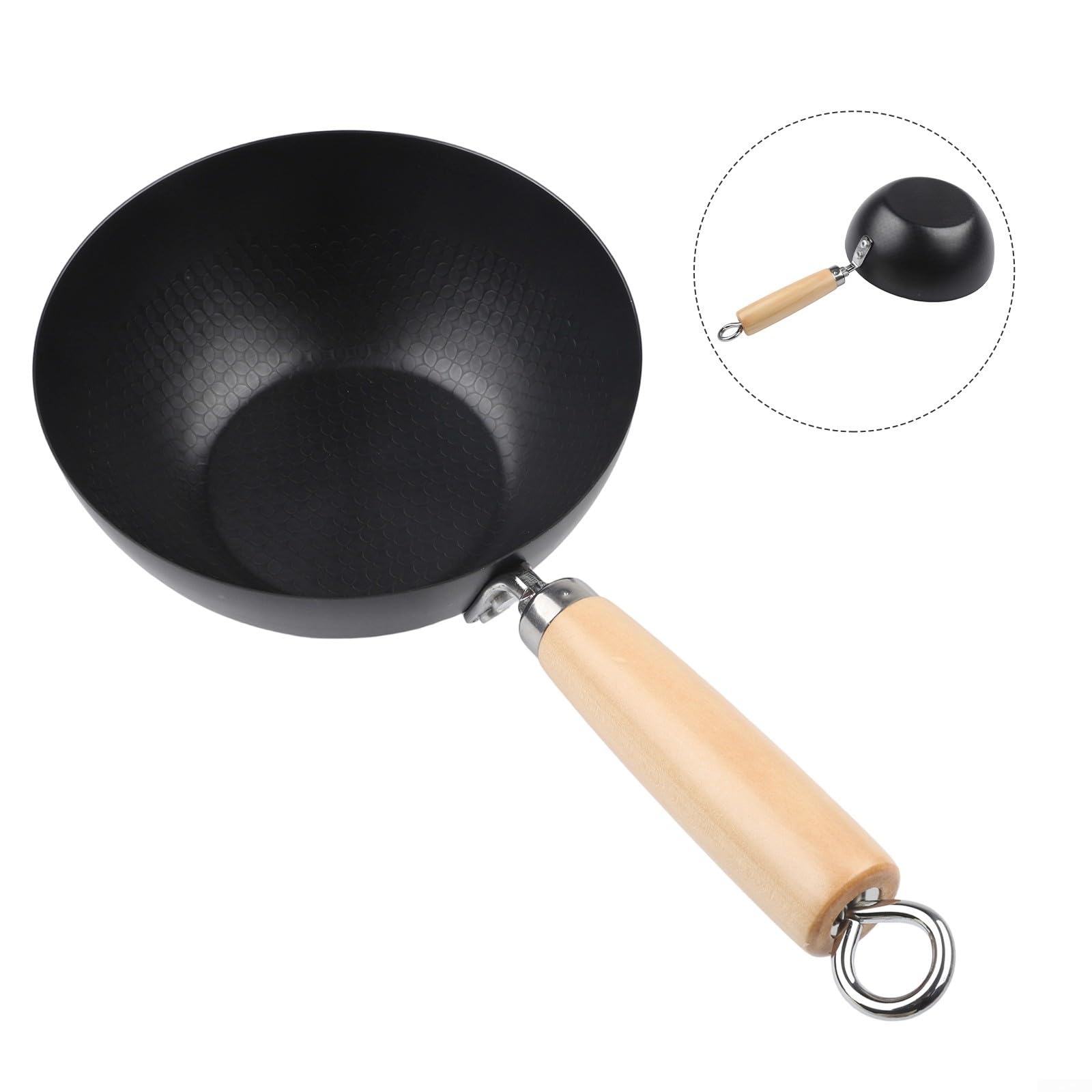 Padella in ferro, wok antiaderente con fondo piatto per fornelli a gas elettrici a induzione, 18-28 cm, pentole da cucina (20 cm)