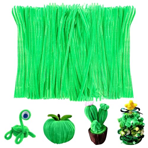 Image of Lakeer Green Pipe Cleaners 100 Pcs, 6mm x 12 Inch Chenille Stems Craft Wire for DIY Flowers, Kids Art, School Projects, Home Decor