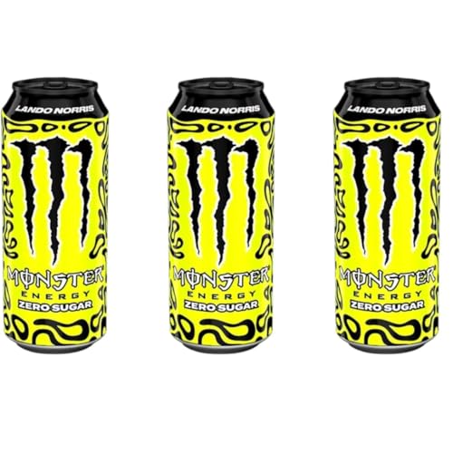 3X Monster Energy Drink Zero Zucchero, Edizione Lando Norris, Confezione da 3 Lattine da 500ml