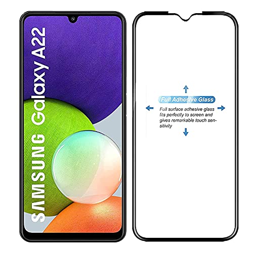Image of Screen Protector for Samsung Galaxy A22 4G | F22 (Black) Tempered Glass Edge-to-Edge 6D Screen Guard With Installation Kit