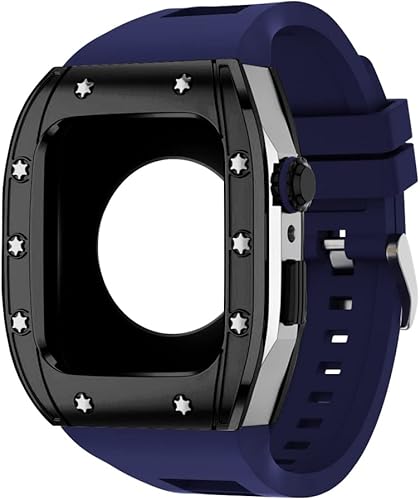 OPKDE Caja de acero inoxidable de 1.732 in+correa de silicona para Apple Watch 8 7 Band 45 MM Kit de modificación para IWatch Series 6 5 4 SE caja