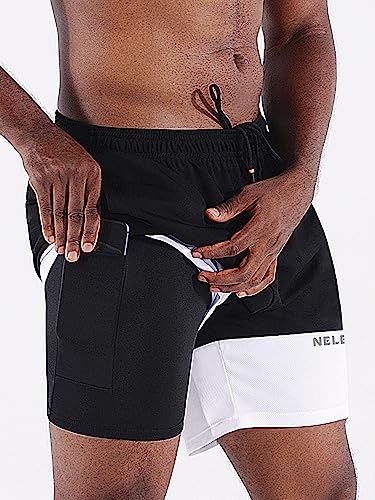 NELEUS Men's 2 in 1 Running Shorts with Liner,Dry Fit Workout Shorts with Pockets2