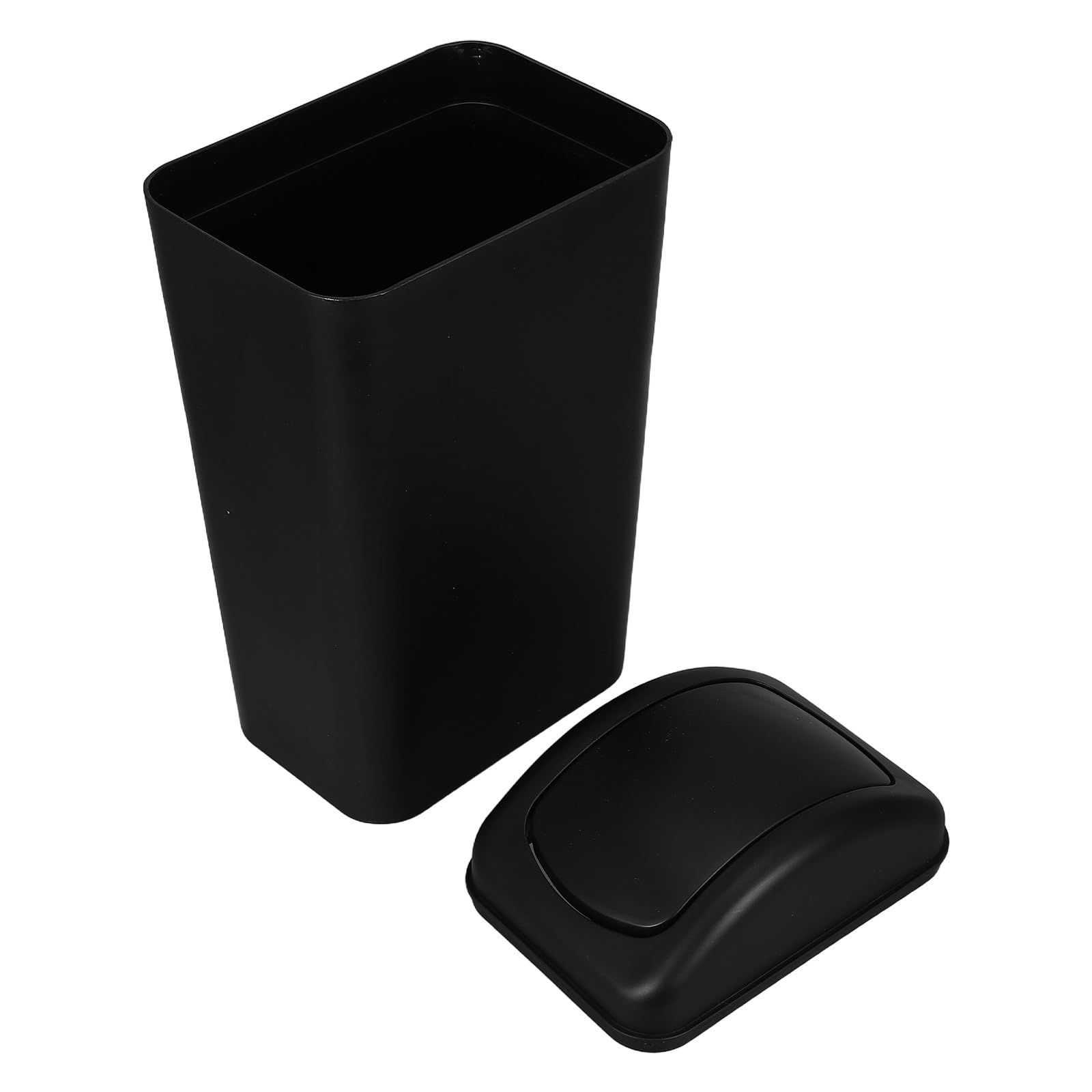 POPETPOP Cubo de Basura Negro con Tapa Hermética para Oficina y Dormitorio, Diseño Estrecho y Moderno que Bloquea Olores Desagradables y Ahorra Espacio