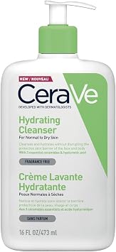 CeraVe Hydrating Cleanser for Normal to Dry Skin 473ml with Hyaluronic Acid & 3 Essential Ceramides & Moisturising Cream for Dry to Very Dry Skin 454g with Hyaluronic Acid & 3 Essential Ceramides