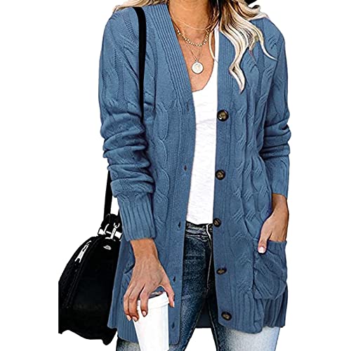 GOKKILRW Womens Dusters Long Cardigans Cable Sweater 2025 Fall Trendy Knitted Coats Outerwear Jacket with Pockets2