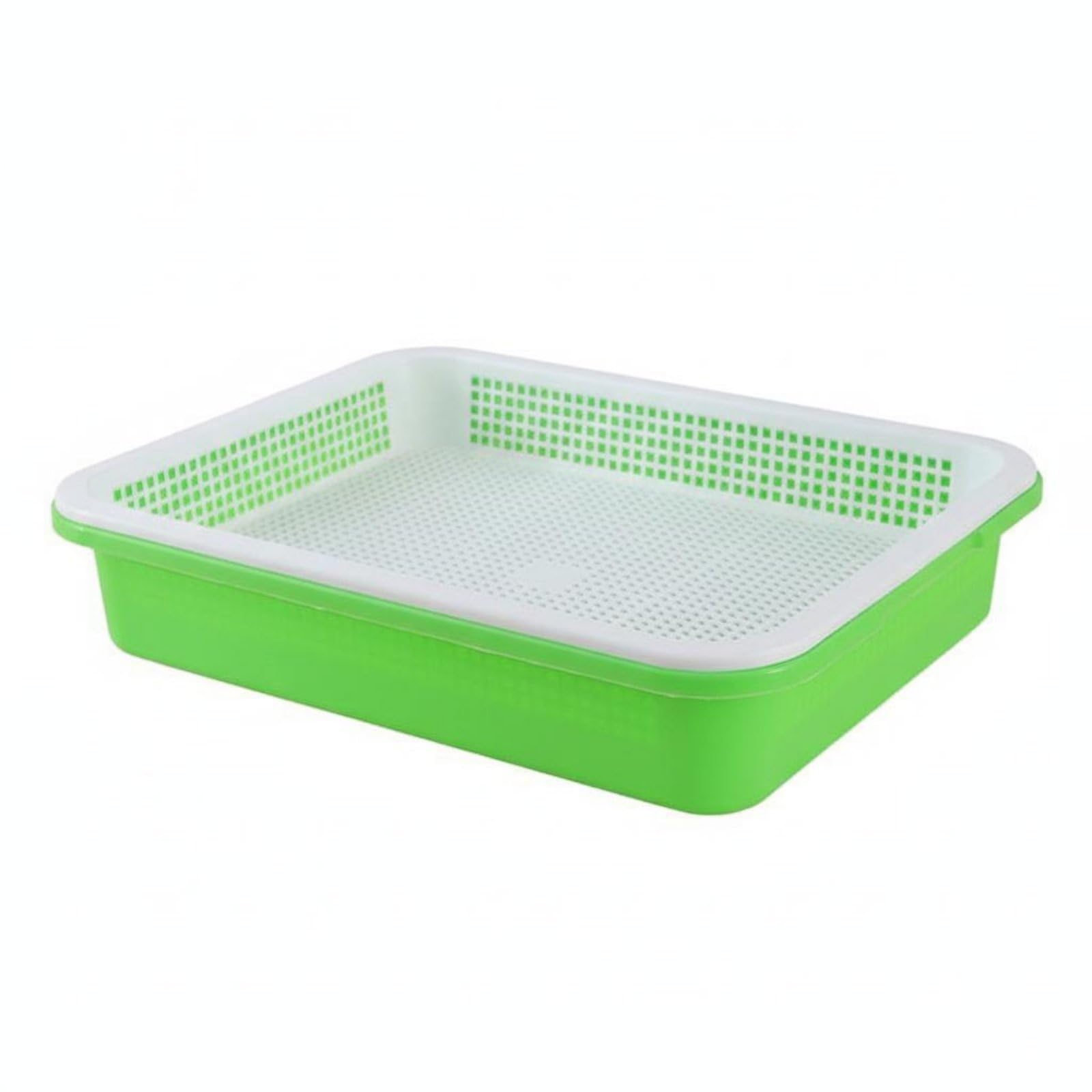 Dense Mesh Bean Sprout Grower Ventilated Grid Sprouter Tray Food-Grade Material Sprouting Kit Reusable for Health Enthusiasts, Beginners, Balcony, Kitchen, Green, Deep Without Lid-picture-15