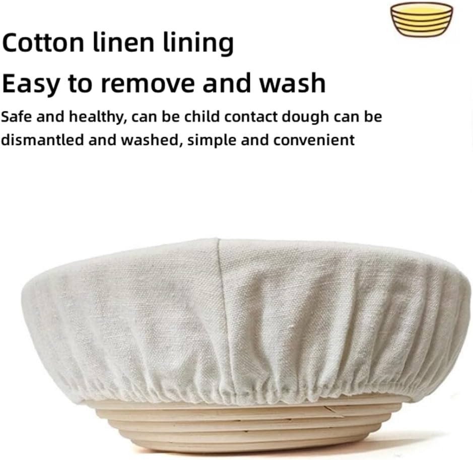 6.3-Inch Natural Rattan Bread Proofing Baskets, Bread Proofing Basket Set, Bread Bowls for Rising And Baking, Bread Proofing Baskets with Liners for Home,9.8 in