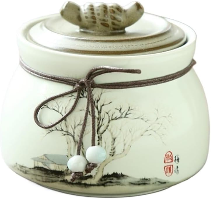 china tea tin， 12.5cm Tea Can Ceramic Empty Sealed Household Storage