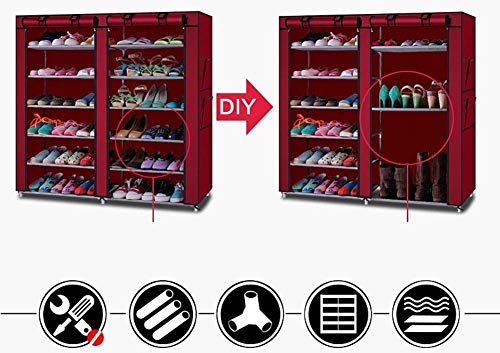 Image of Styleys Shoe Rack /Multipurpose Storage Rack with Dustproof Cover (Iron Pipes, Non Woven Fabric, Plastic Connector) (Grey, 12 Layer)
