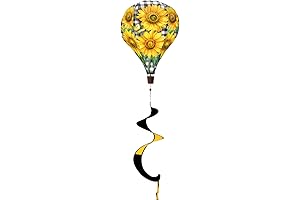Checkered Sunflowers Spring Hot Air Balloon Wind Spinner