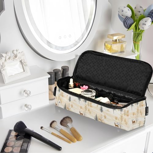 Bolsa de viaje para herramientas de cabello con estampado Deer Print Marble, alfombrilla resistente al calor para planchas alisadoras y rizadoras, organizador portátil para accesorios de cuidado capilar miniatura 7