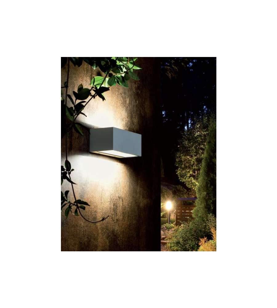 Sovil Box LED Wall Lamp Bi-Emission in Aluminum for Outdoor IP65 - Grigio, 4000°K LUCE NEUTR