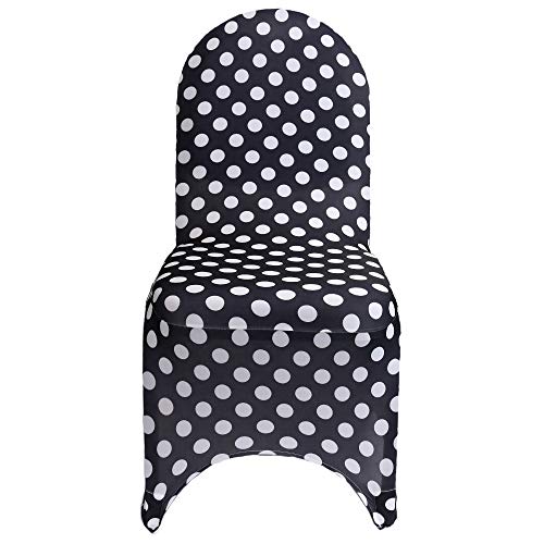 Your Chair Covers - Stretch Spandex Banquet Chair Cover - Black And White Polka Dot, Wedding Slip Covers, Premium Quality Chair Cover #TOP2